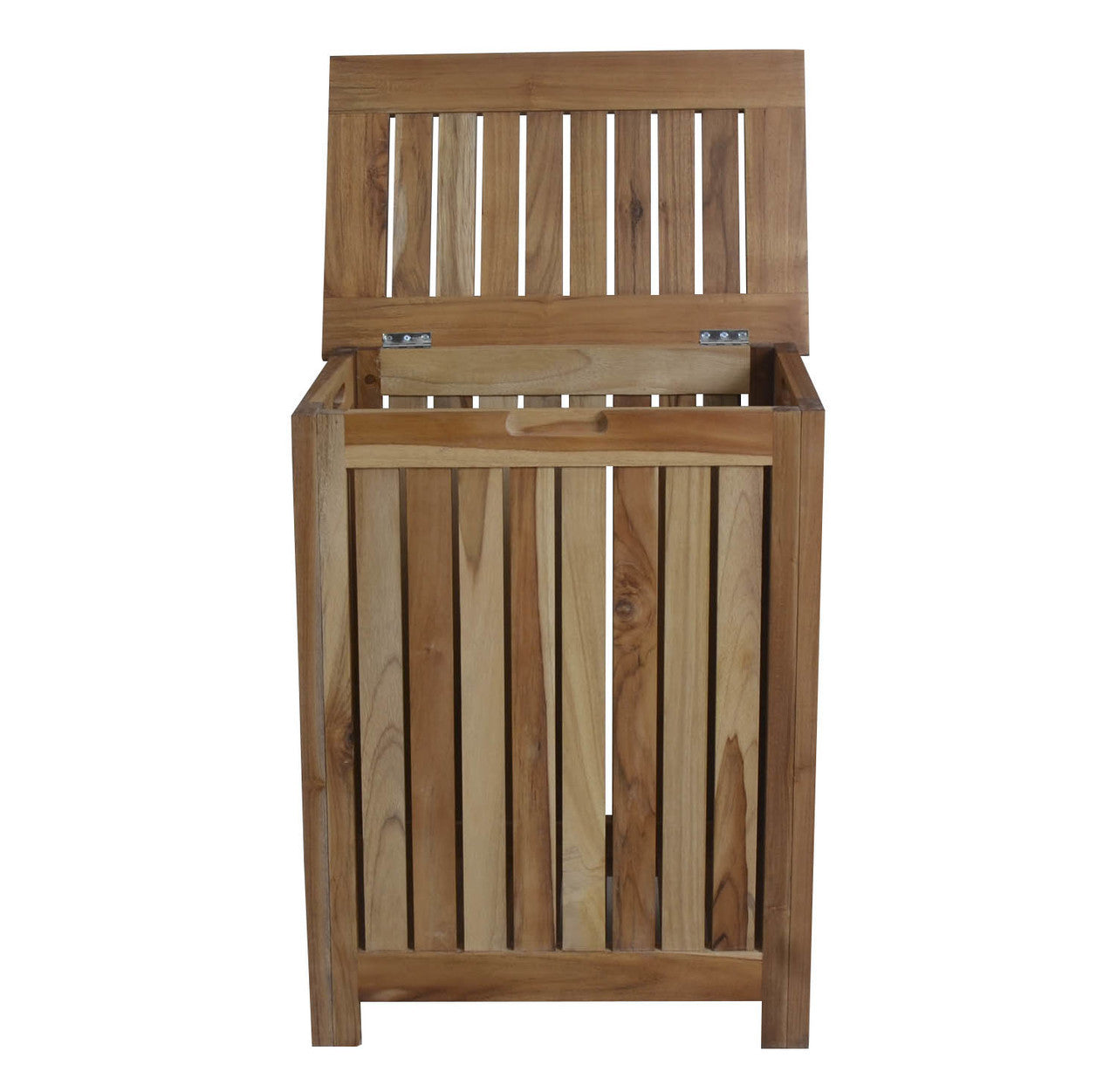 EcoDecors® Eleganto® 18" Teak Wood Double Laundry Storage Hamper with Removable Bags in EarthyTeak Finish