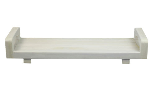 CoastalVogue® Eleganto® 29" Teak Wood Bath Tray with LiftAide® Arms in White Driftwood Finish