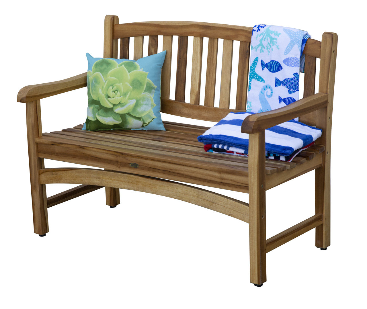 EcoDecors® Kent Garden 51" Teak Wood Outdoor Bench in EarthyTeak Finish
