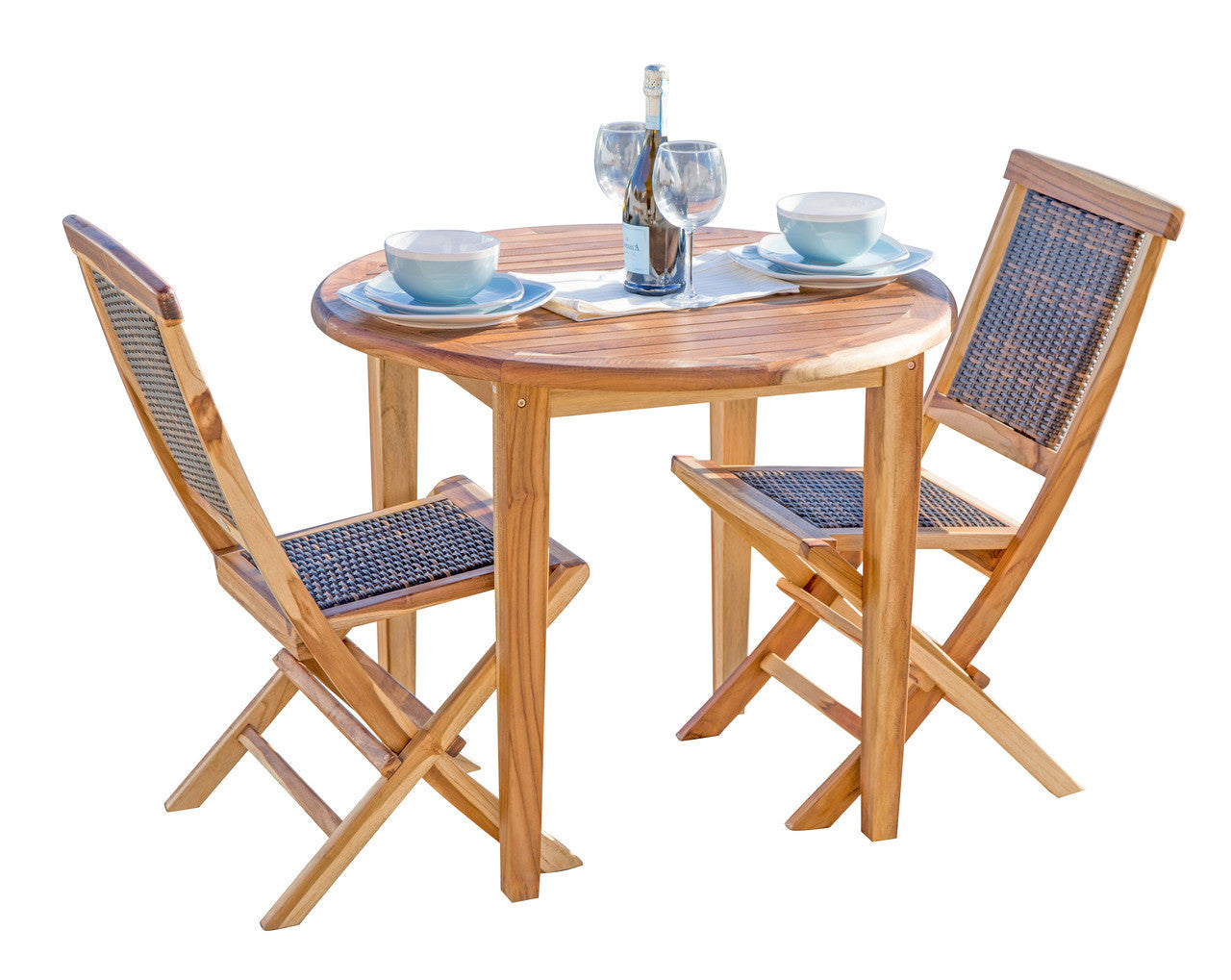 EcoDecors® Oasis® 36" Teak Wood Round Table in EarthyTeak Finish