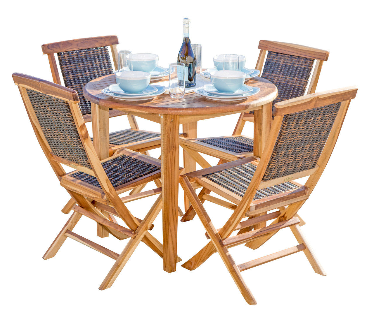 EcoDecors® Oasis® 36" Teak Wood Round Table in EarthyTeak Finish