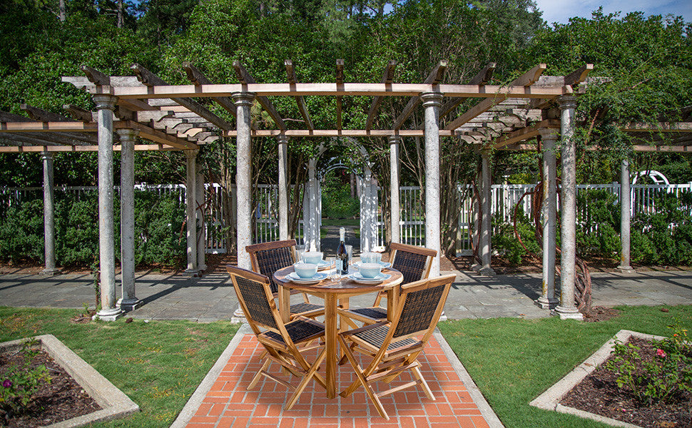 EcoDecors® Oasis® 36" Teak Wood Round Table in EarthyTeak Finish