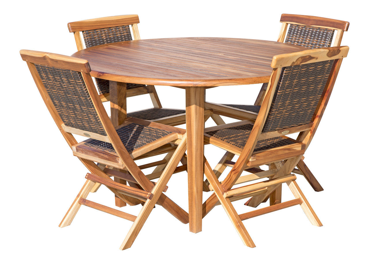 EcoDecors® Oasis® 48" Teak Wood Round Table in EarthyTeak Finish