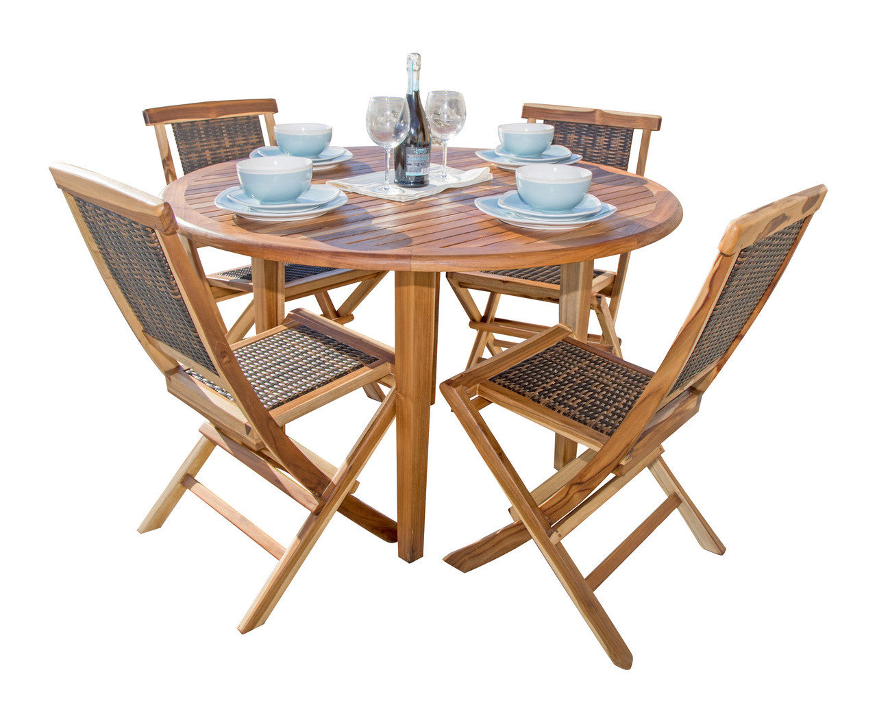 EcoDecors® Oasis® 48" Teak Wood Round Table in EarthyTeak Finish