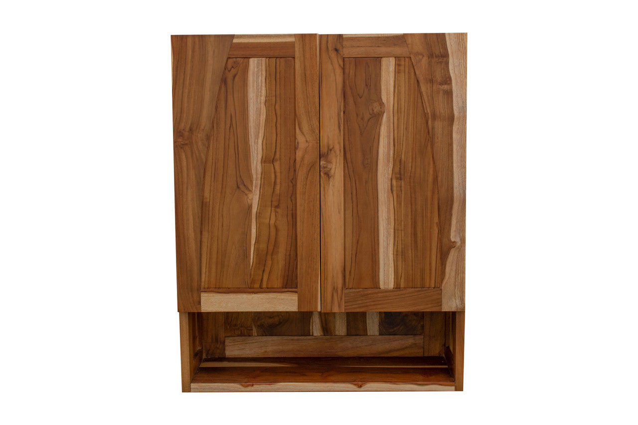 EcoDecors® Tranquility® 24" Teak Wood Wall Cabinet in EarthyTeak® Finish