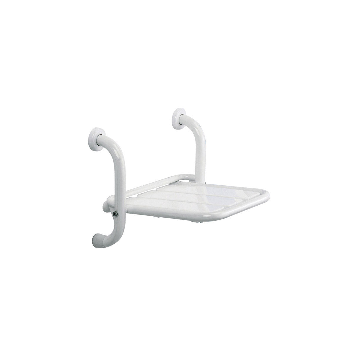 ADA Comliant White Stainless Steel Folding Shower Seat, Wall Mount Shower Chair 15.6 x 13.7 Inches Polyurethane Coated