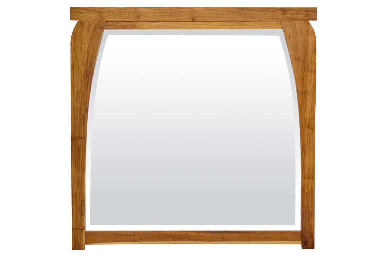 EcoDecors® Tranquility® 36" x 35" Teak Wood Wall Mirror in EarthyTeak Finish