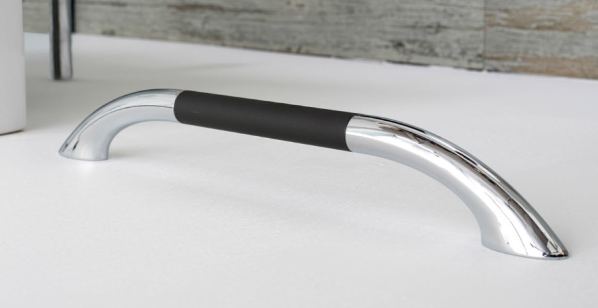 Chroma Silver Aluminum with Black Soft Grip Grab Bar