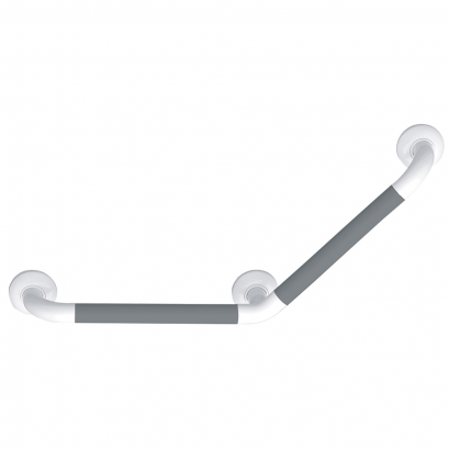 Angled multi colored gray & white soft touch grab bar with 3 mounting points