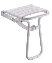 12.2" Eleganto White Foldaway Wall Mount handicap Shower Seat With Integrated Support Stand