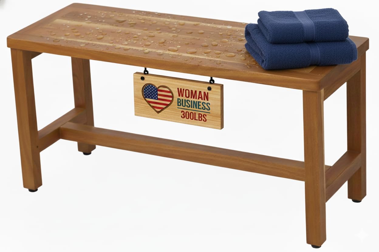 EcoDecors® Eleganto® 47" Teak Wood Shower Bench in EarthyTeak Finish