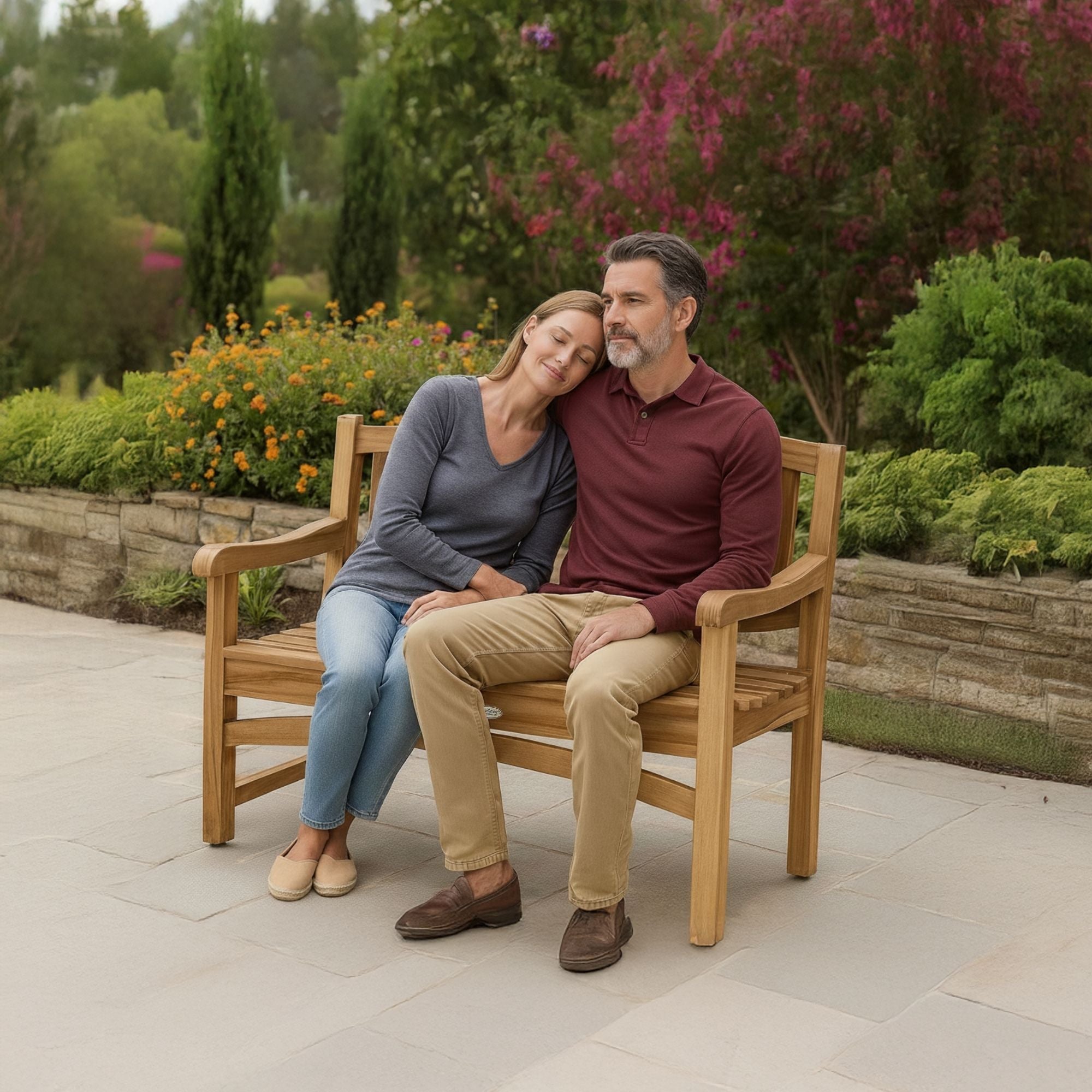 EcoDecors® Kent Garden 51" Teak Wood Outdoor Bench in EarthyTeak Finish