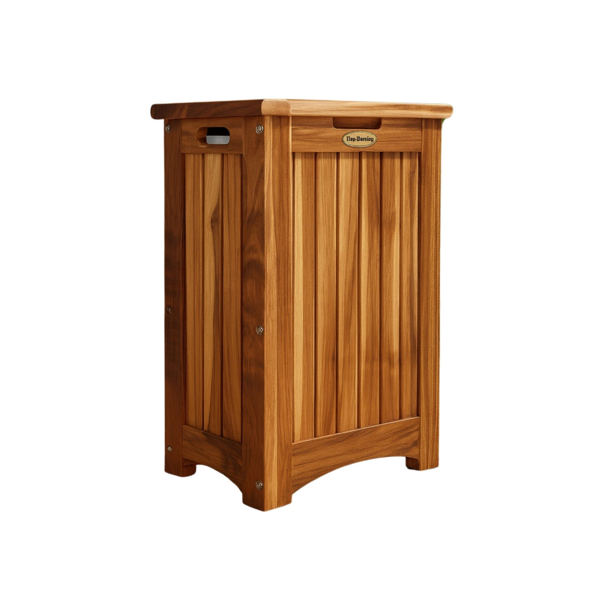 Modular Hamper EcoDecors Solid Teak Apartment Hamper with Laundry Bag