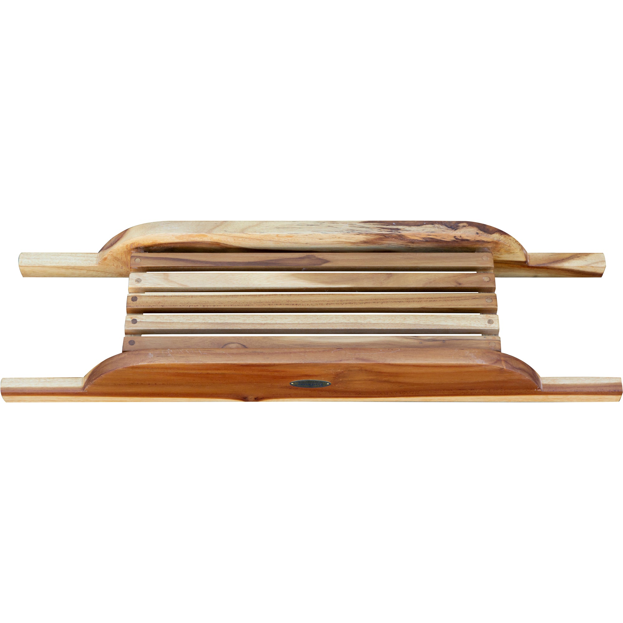 EcoDecors® Eleganto® 29" Teak Wood Bath Caddy in EarthyTeak Finish - The EcoDecors Eleganto 23" x 15" Slatted Solid Teak Bath Floor Mat in EarthyTeak Finish