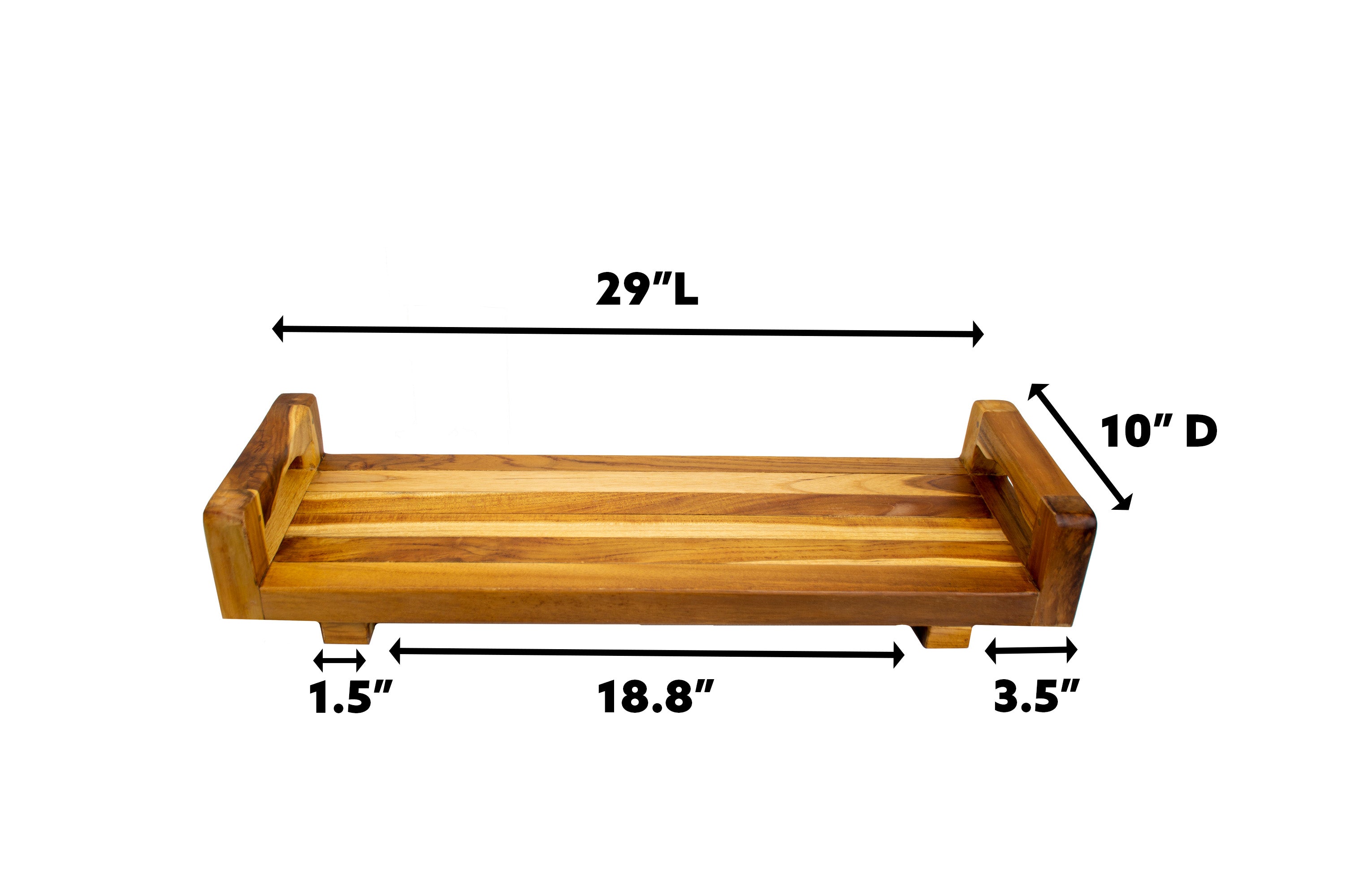 EcoDecors® Eleganto® 29" Teak Wood Bath Tray and Seat with LiftAide® Arms in EarthyTeak Finish