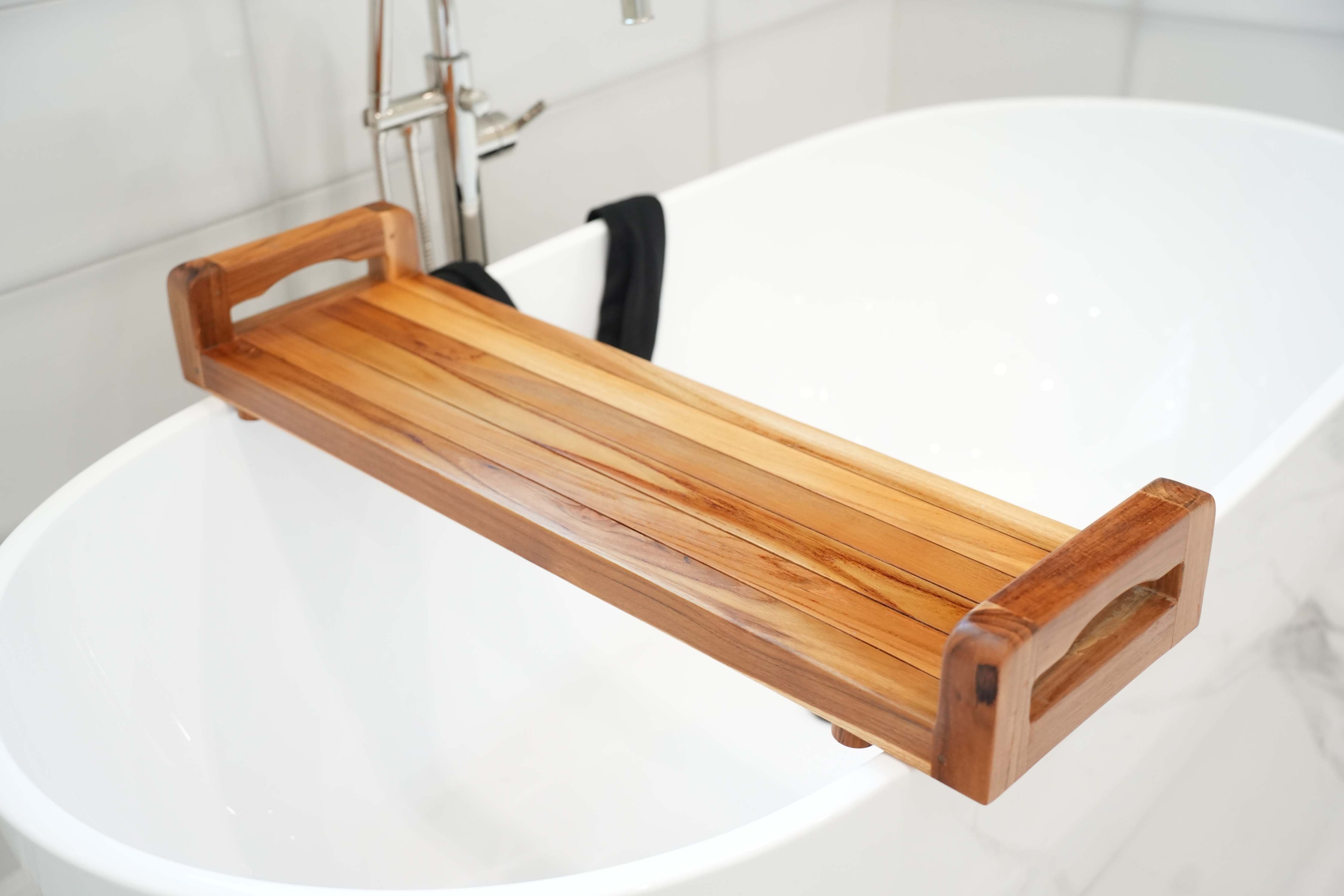 Eleganto® 34” Teak Bath Tray with LiftAide® in EarthyTeak® Finish