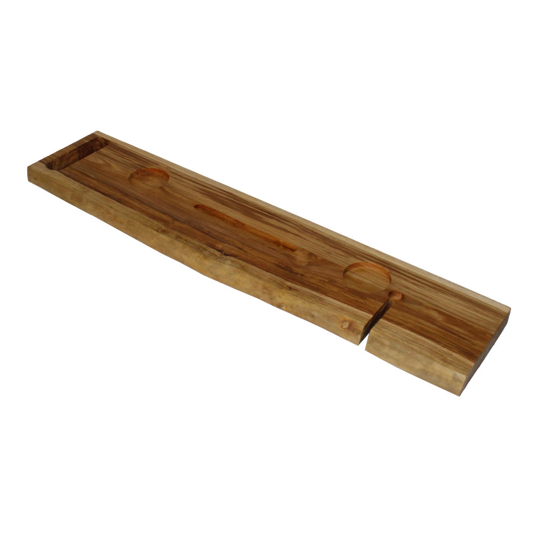 EcoDecors Eleganto 36" Solid Teak Bath Caddy Tray with Wine Glass & Tablet Holder