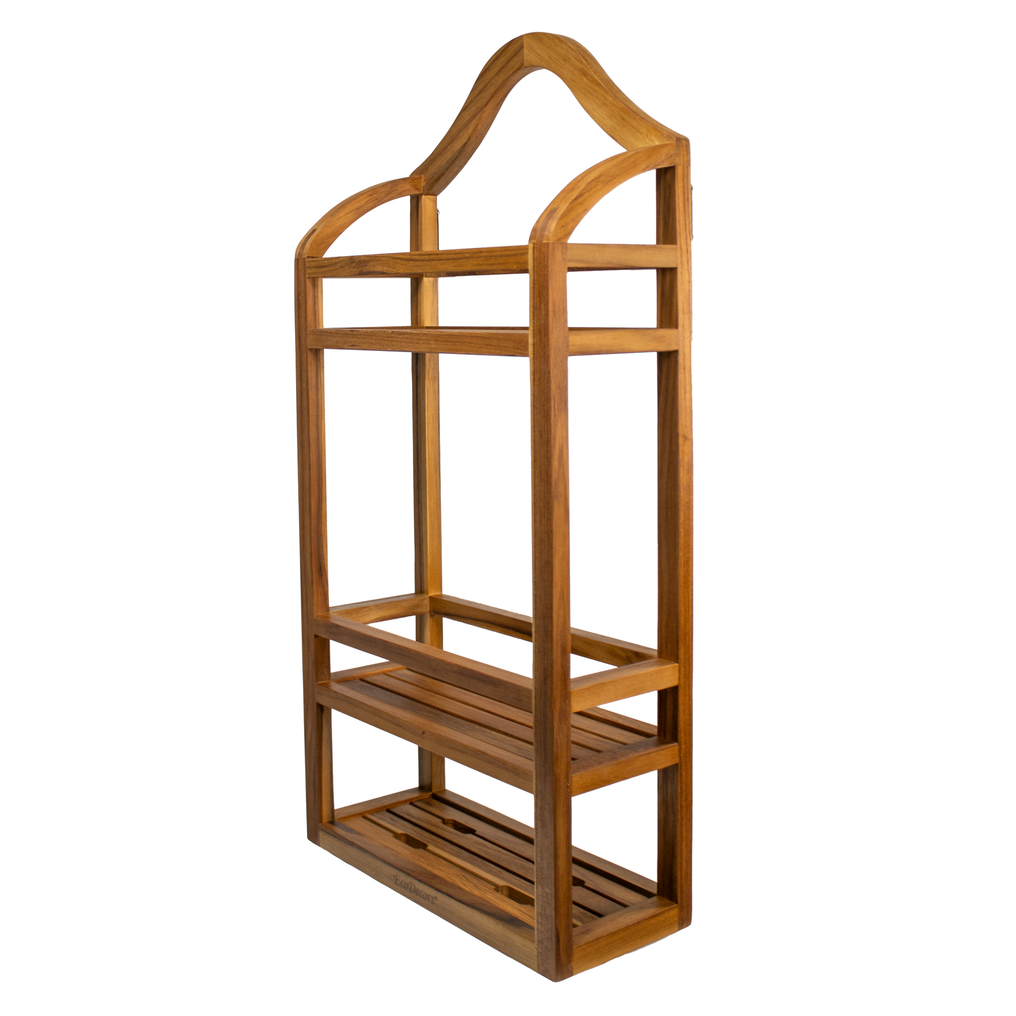 EcoDecors Teak Shower Caddy Wall Mounted Bathroom Shelf – Solid Teak Hanging Shower Organizer for Shampoo, Soap & Bath Accessories, Decorative Spa Storage Rack for Walk-In Showers and Small Bathrooms