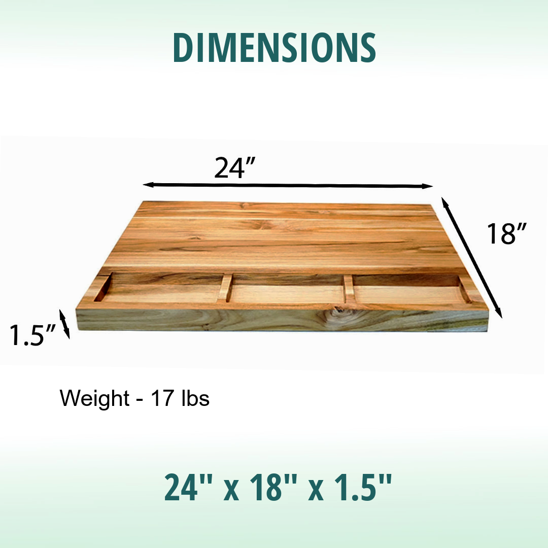EcoDecors 24x18 Reversible FSC Teak Cutting Board with Juice Groove