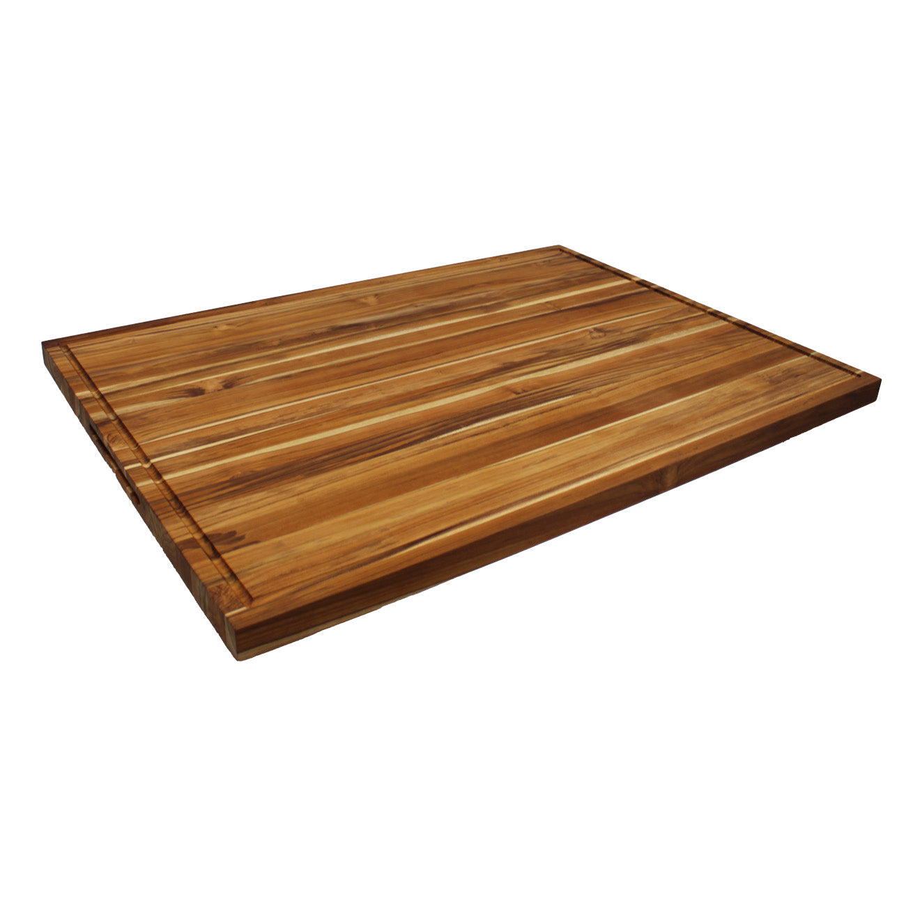 EcoDecors 40x28 Teak Reversible Edge Grain Cutting Board with Groove