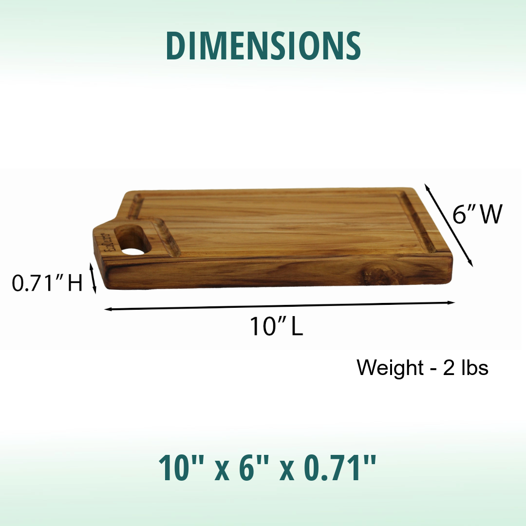 EcoDecors 3 Piece Teak Wood Cutting Board Set with Juice Groove & Handle