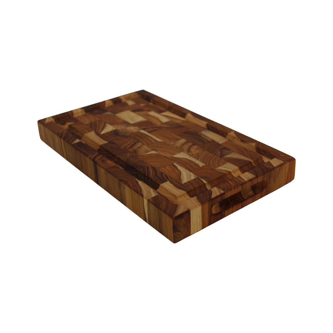 EcoDecors 10x6 FSC Teak End Grain Reversible Cutting Board for Snacks