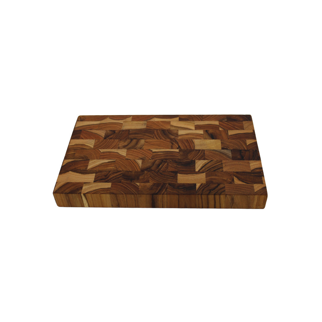 EcoDecors 10x6 FSC Teak End Grain Reversible Cutting Board for Snacks