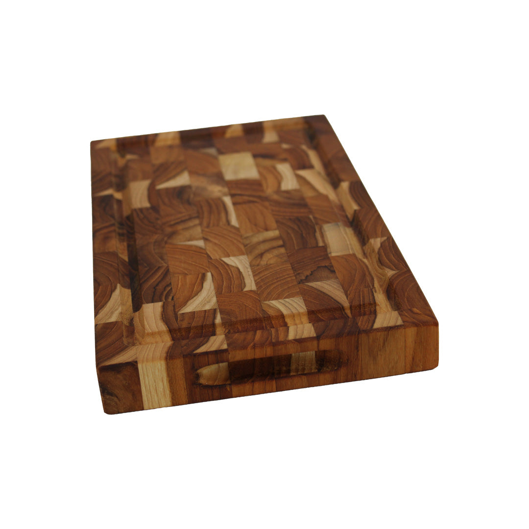 EcoDecors 10x6 FSC Teak End Grain Reversible Cutting Board for Snacks