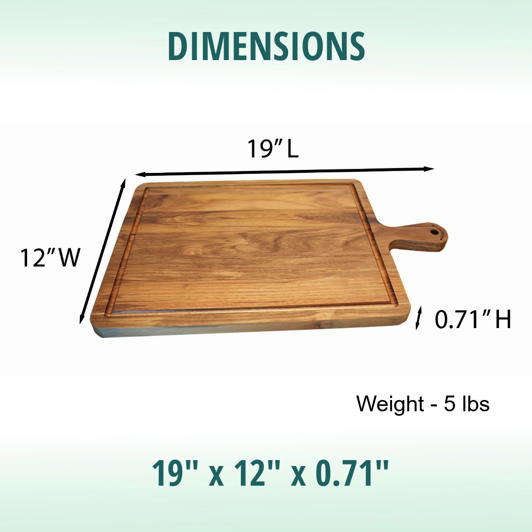 EcoDecors 3 Piece Teak Cutting Board Set with Handle & Juice Groove