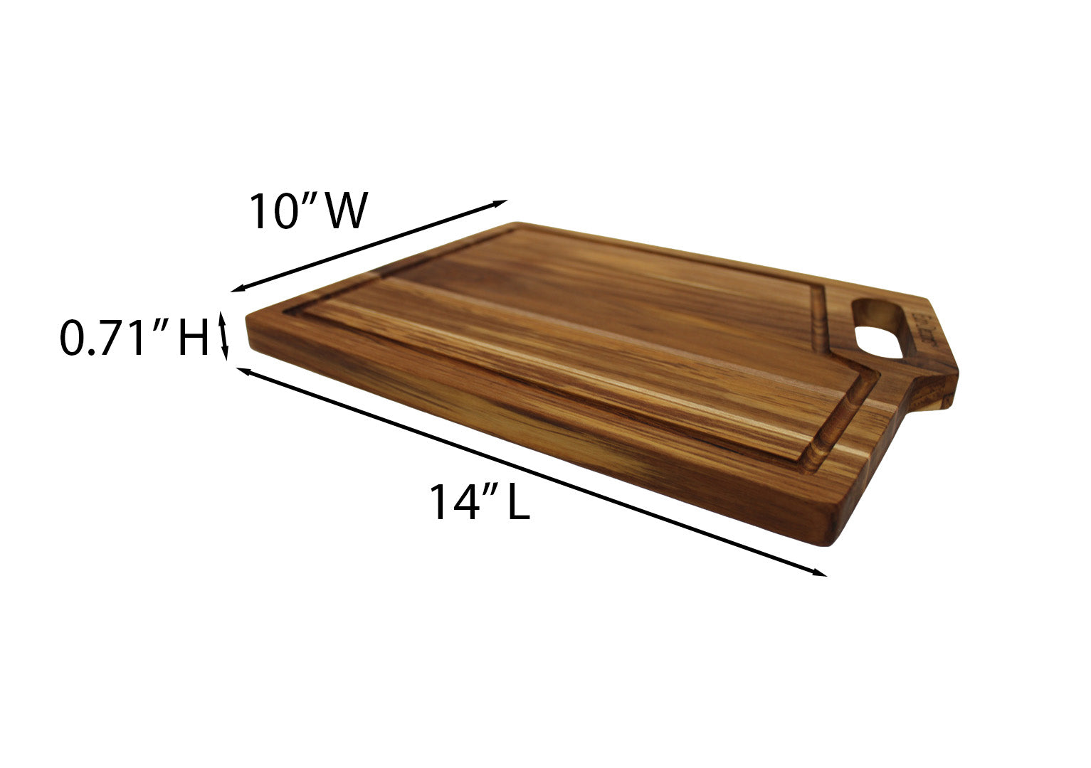 EcoDecors 14x10 FSC Teak Edge Grain Cutting Board with Handle & Groove