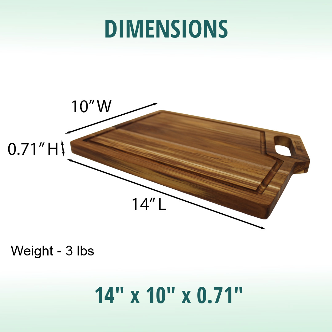 EcoDecors 3 Piece Teak Wood Cutting Board Set with Juice Groove & Handle