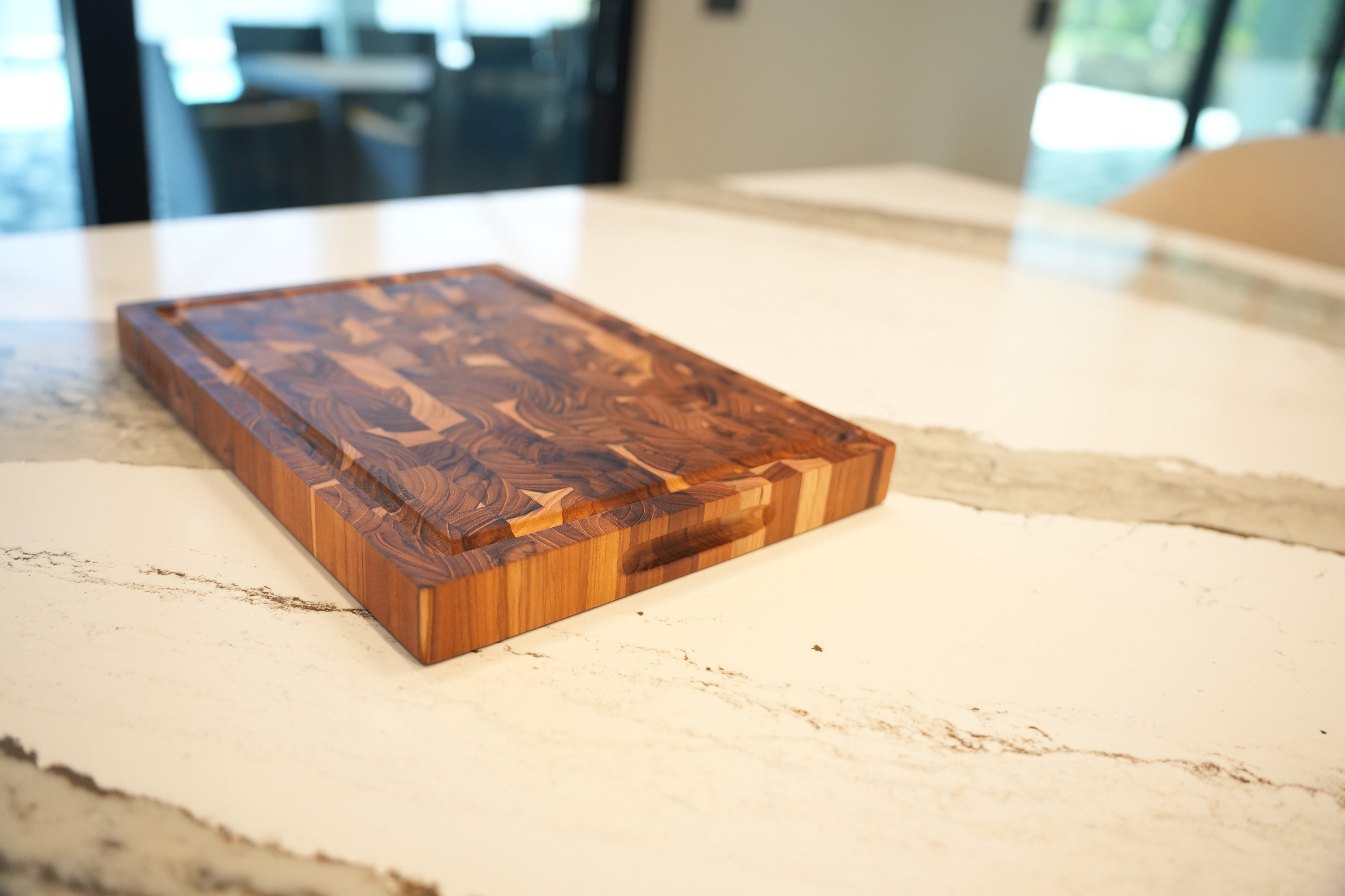 EcoDecors FSC Teak 14x10 End Grain Reversible Cutting Board for Prep