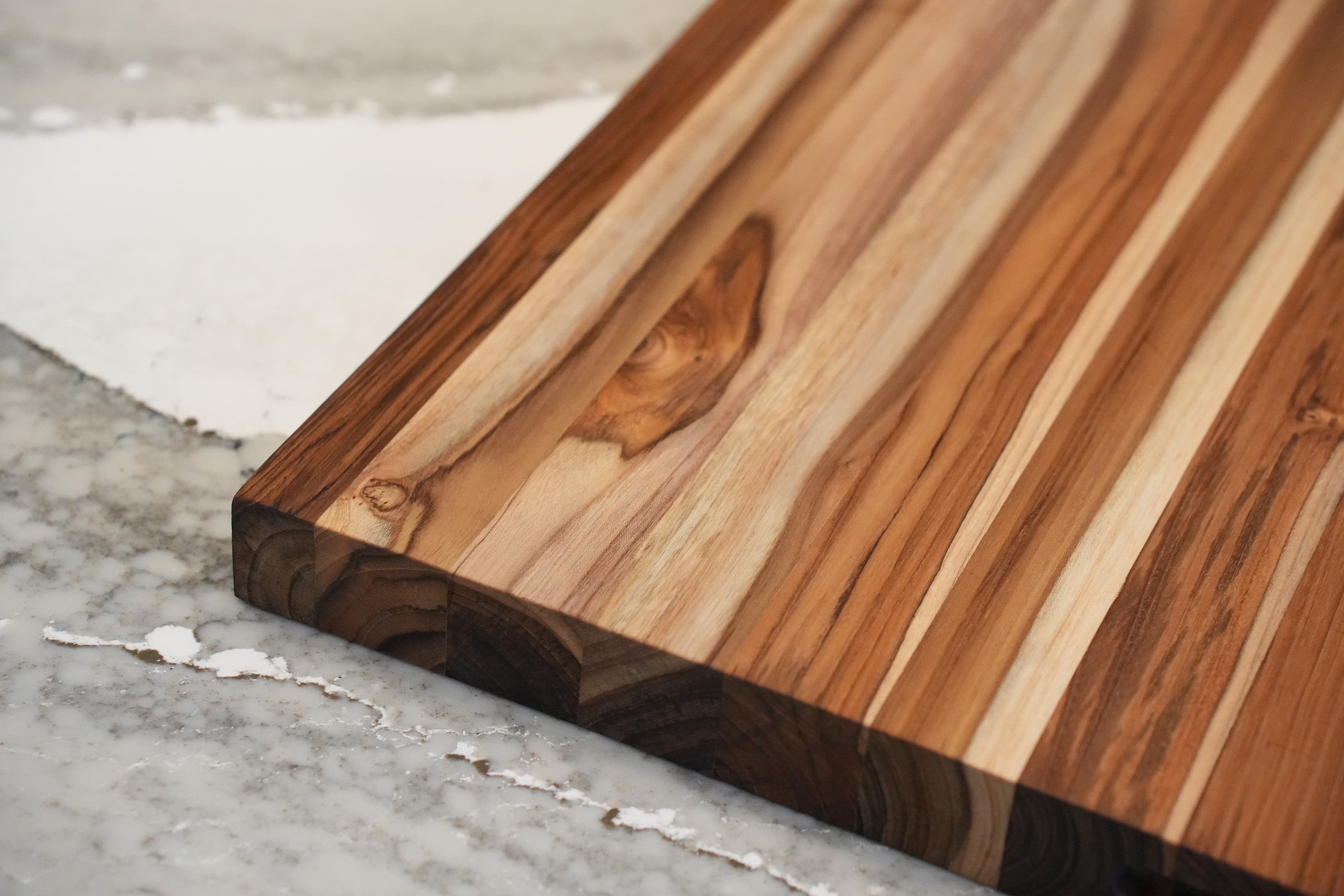 EcoDecors 40x28 Teak Reversible Edge Grain Cutting Board with Groove