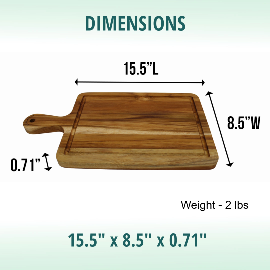 EcoDecors 3 Piece Teak Cutting Board Set with Handle & Juice Groove