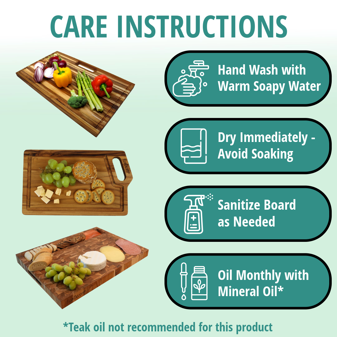 EcoDecors 14" x 10" FSC® Teak Reversible Cutting Board with Juice Groove