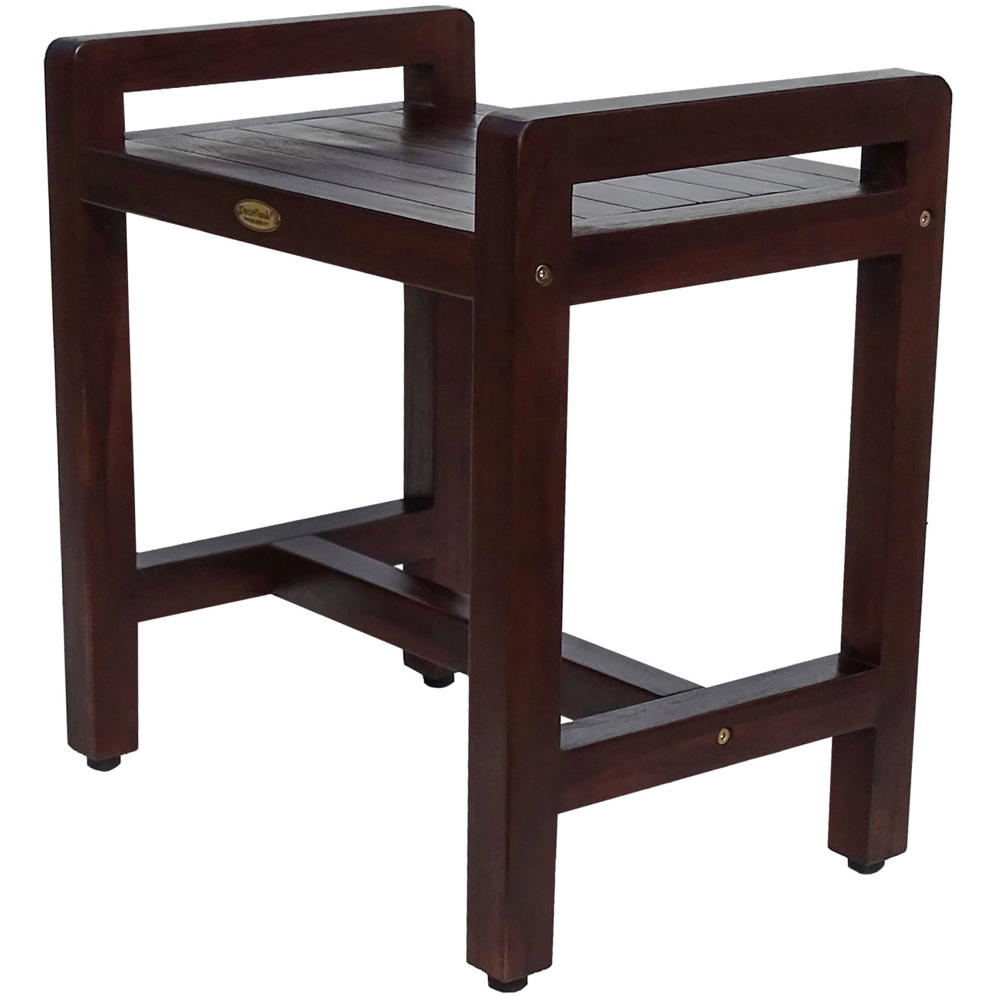 DecoTeak® Eleganto® 20" Teak Wood Shower Bench with LiftAide® Arms in Woodland Brown Finish