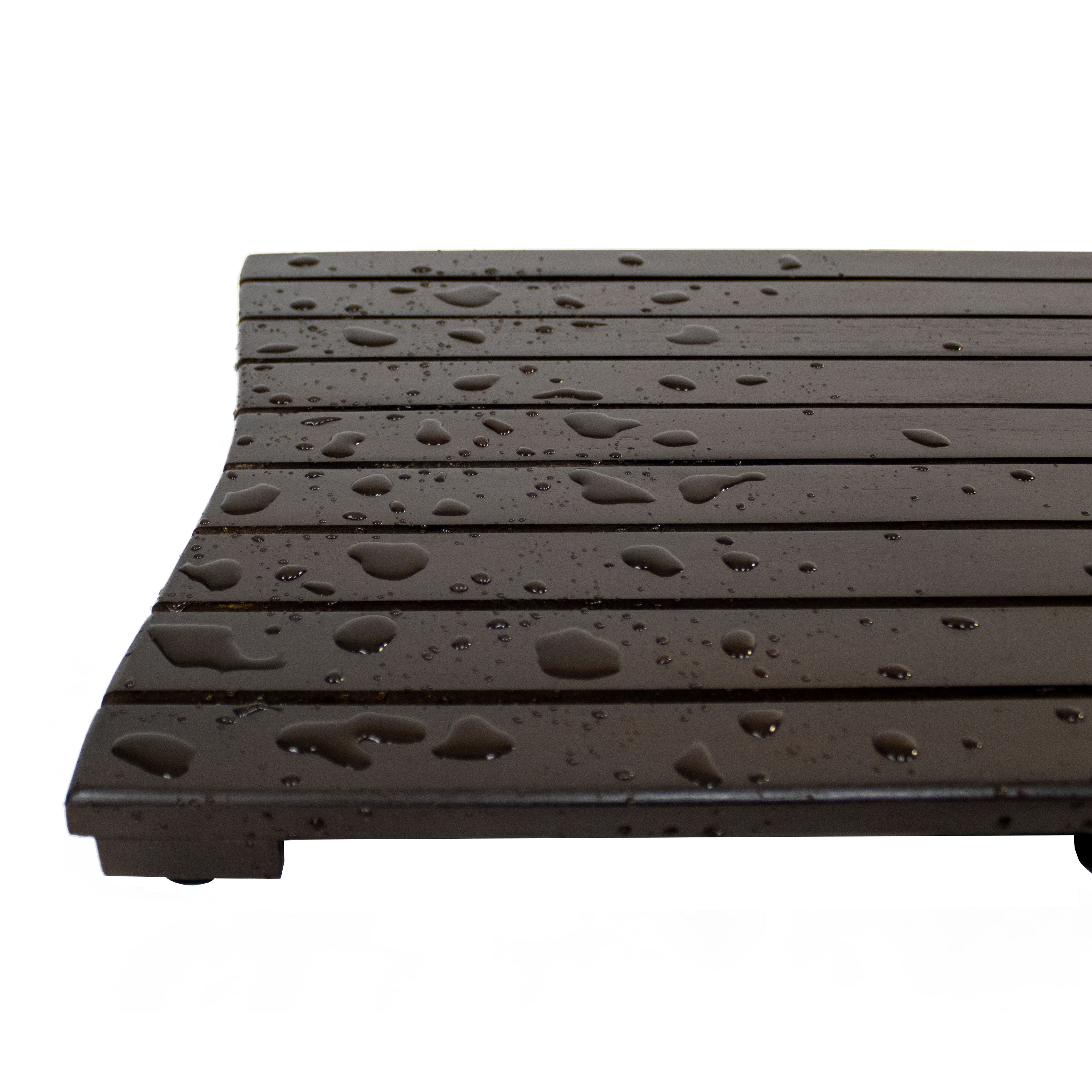 DecoTeak® Eleganto® 40”W Teak Floor Mat in Woodland Brown Finish