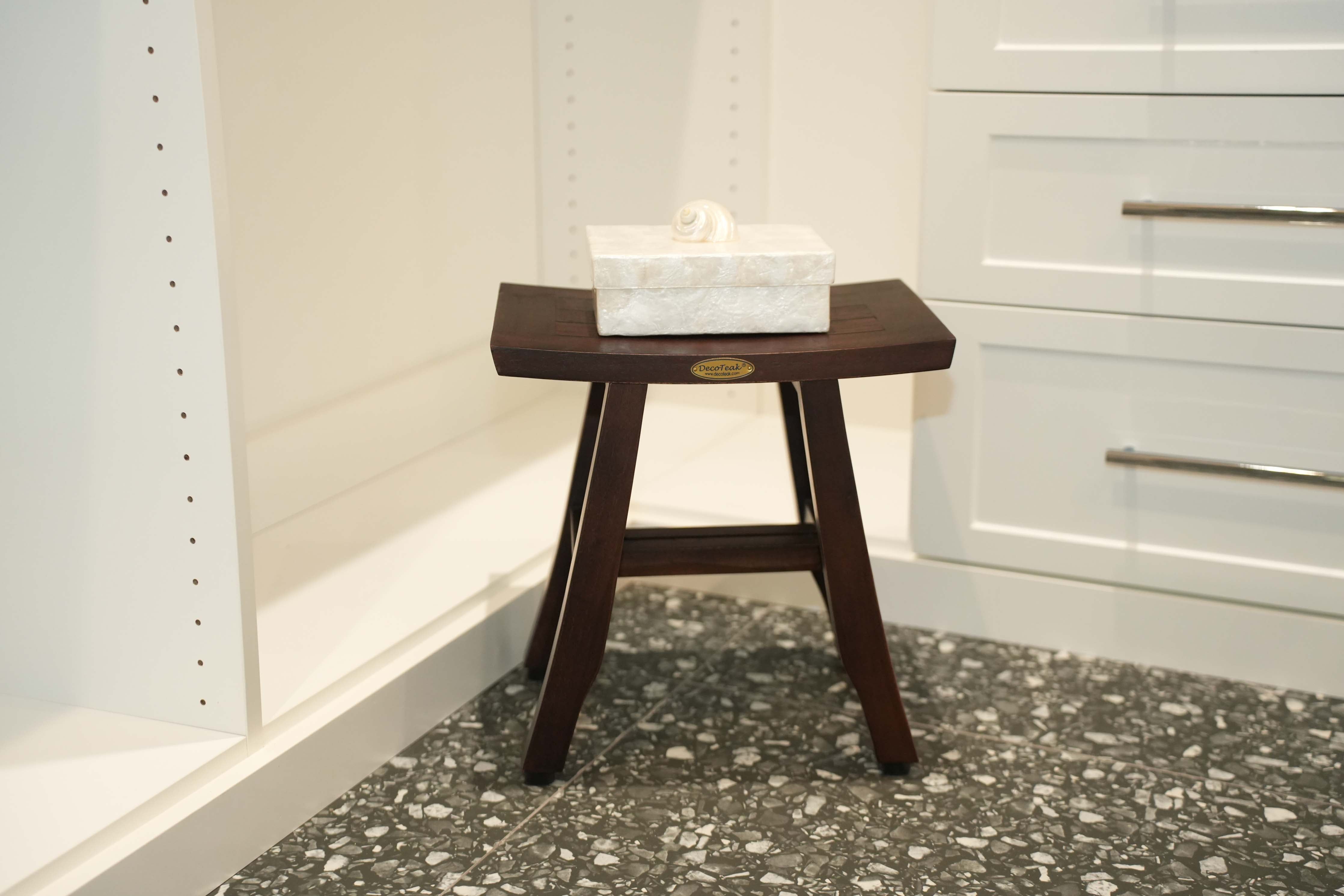 DecoTeak® Satori® 14" Teak Wood Shower Bench in Woodland Brown Finish