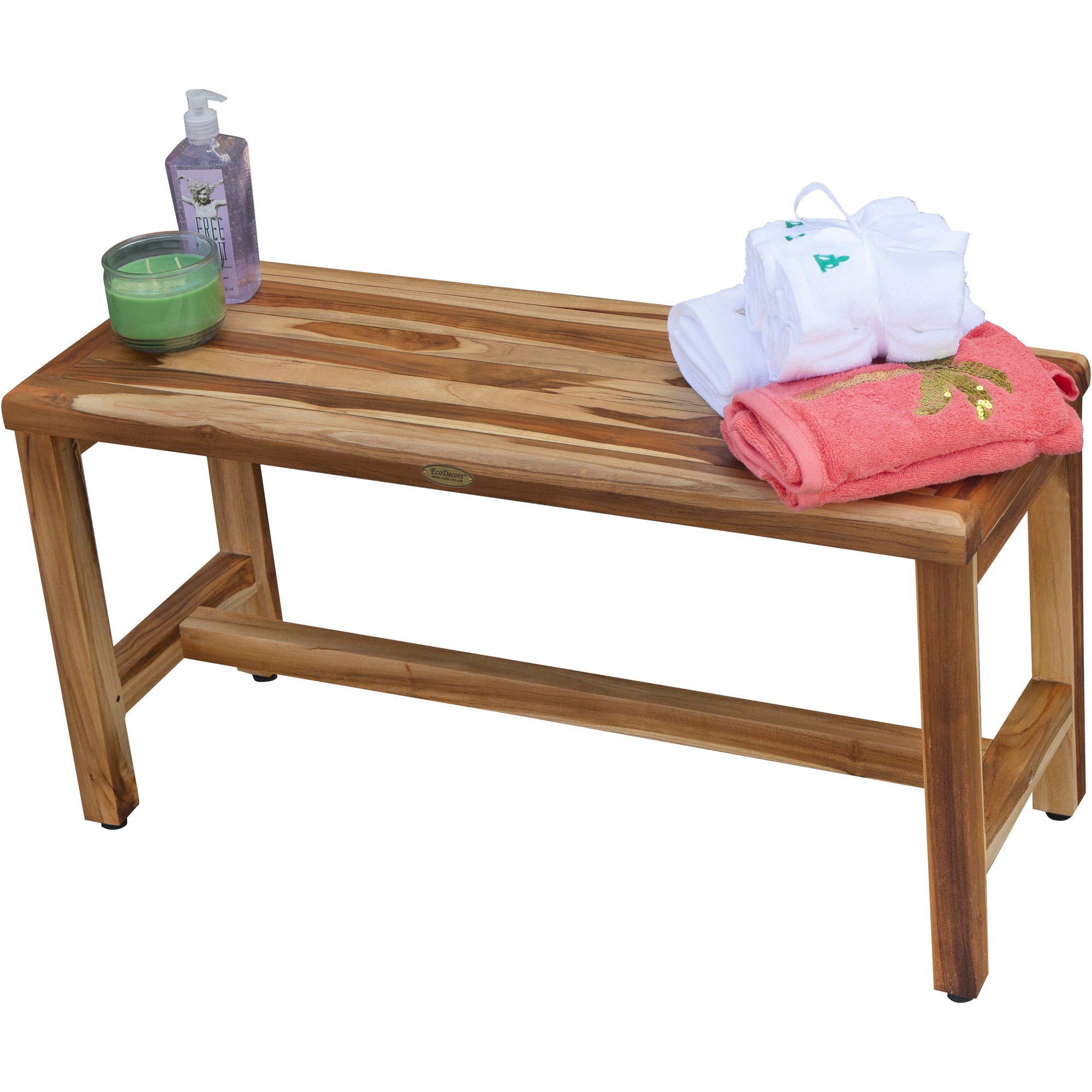 EcoDecors® Eleganto® 48" Teak Wood Shower Bench in EarthyTeak Finish