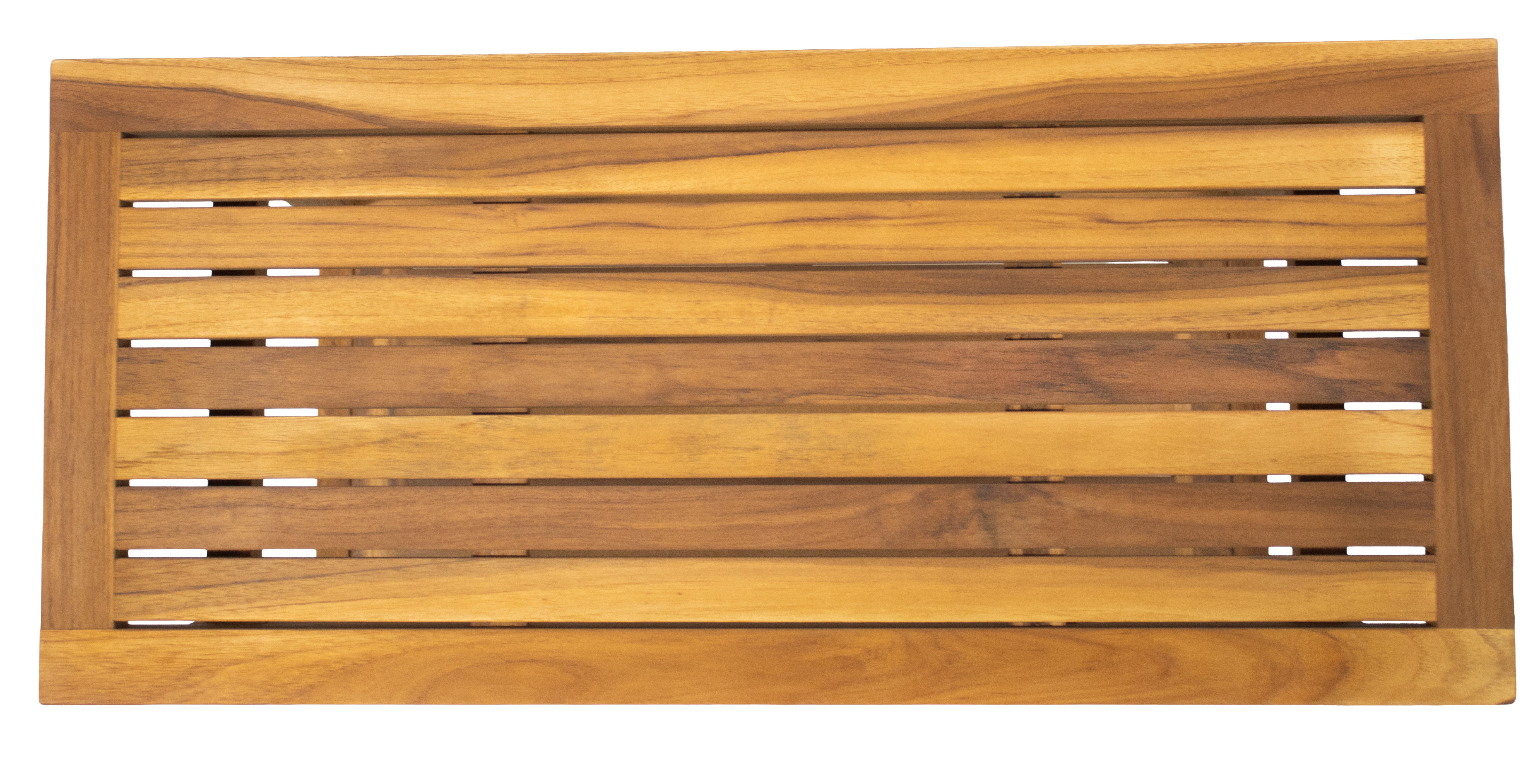 EcoDecors Eleganto Gold 30" Solid Teak Shower Bench with Shelf