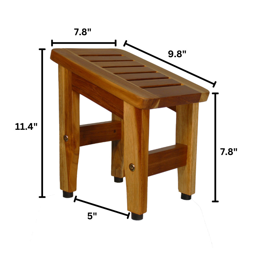 Eleganto® 12” Tall Compact Teak Shaving Foot Rest