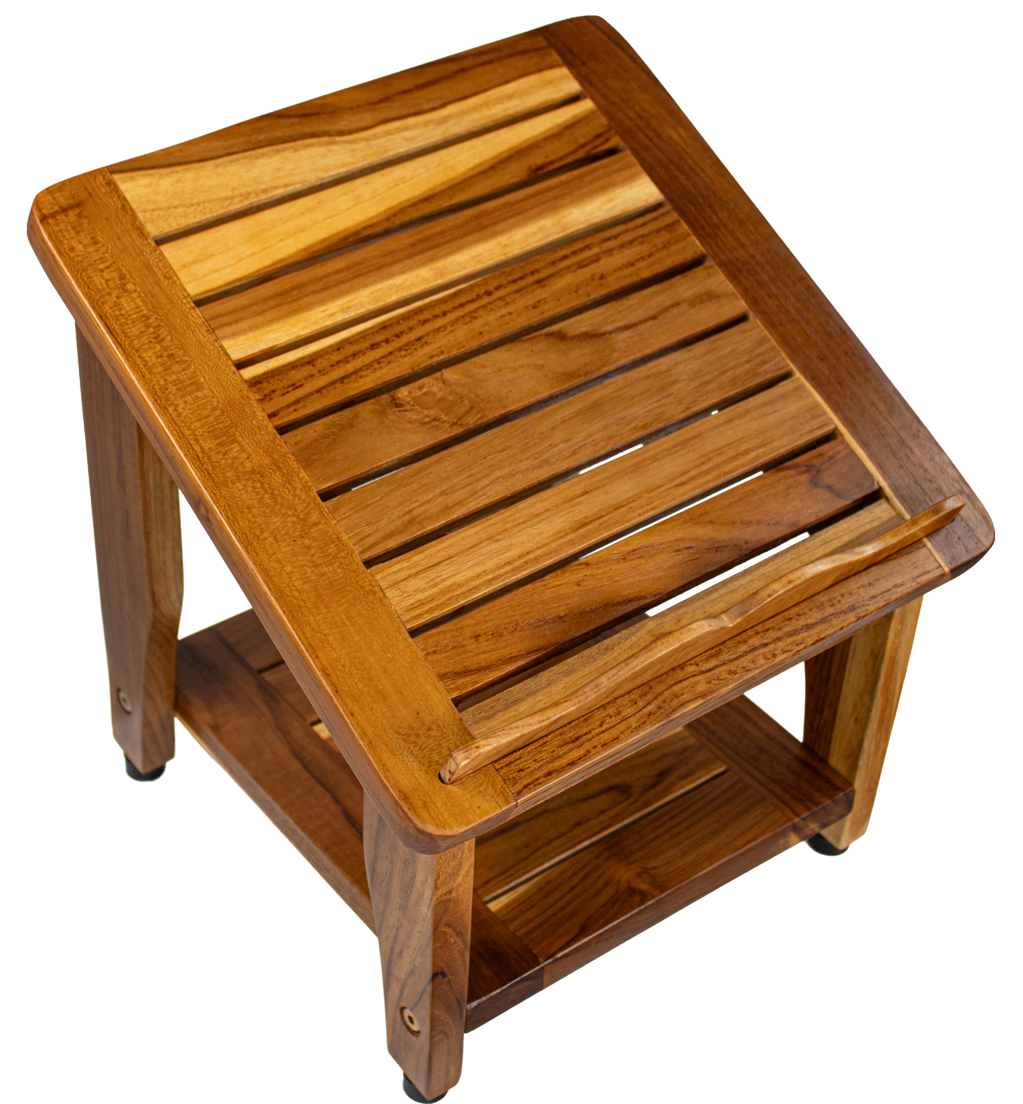 Cookbook Stand for Kitchen Counter – Solid Teak Wood Recipe Book Holder with Adjustable Reading Angle & Storage Shelf, Holder for Books, Tablets & Cell Phones