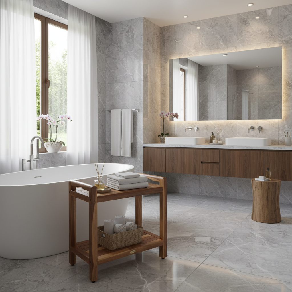 DecoTeak® Eleganto® 24” Extended Height Teak Shower or Bathroom Bench