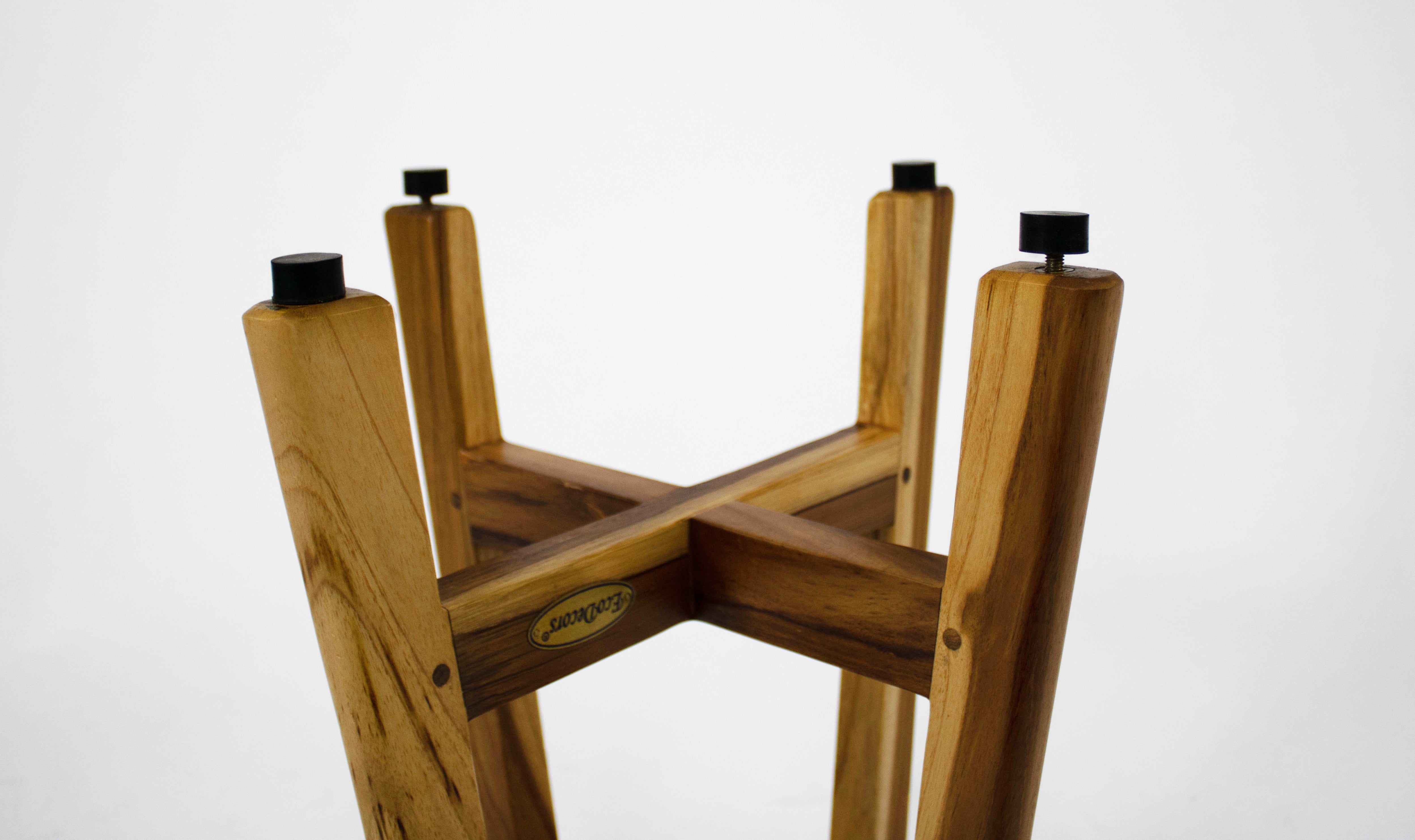 EcoDecors® Shoji® 18" Teak Wood Shower Stool with 12" Round Seat in EarthyTeak Finish