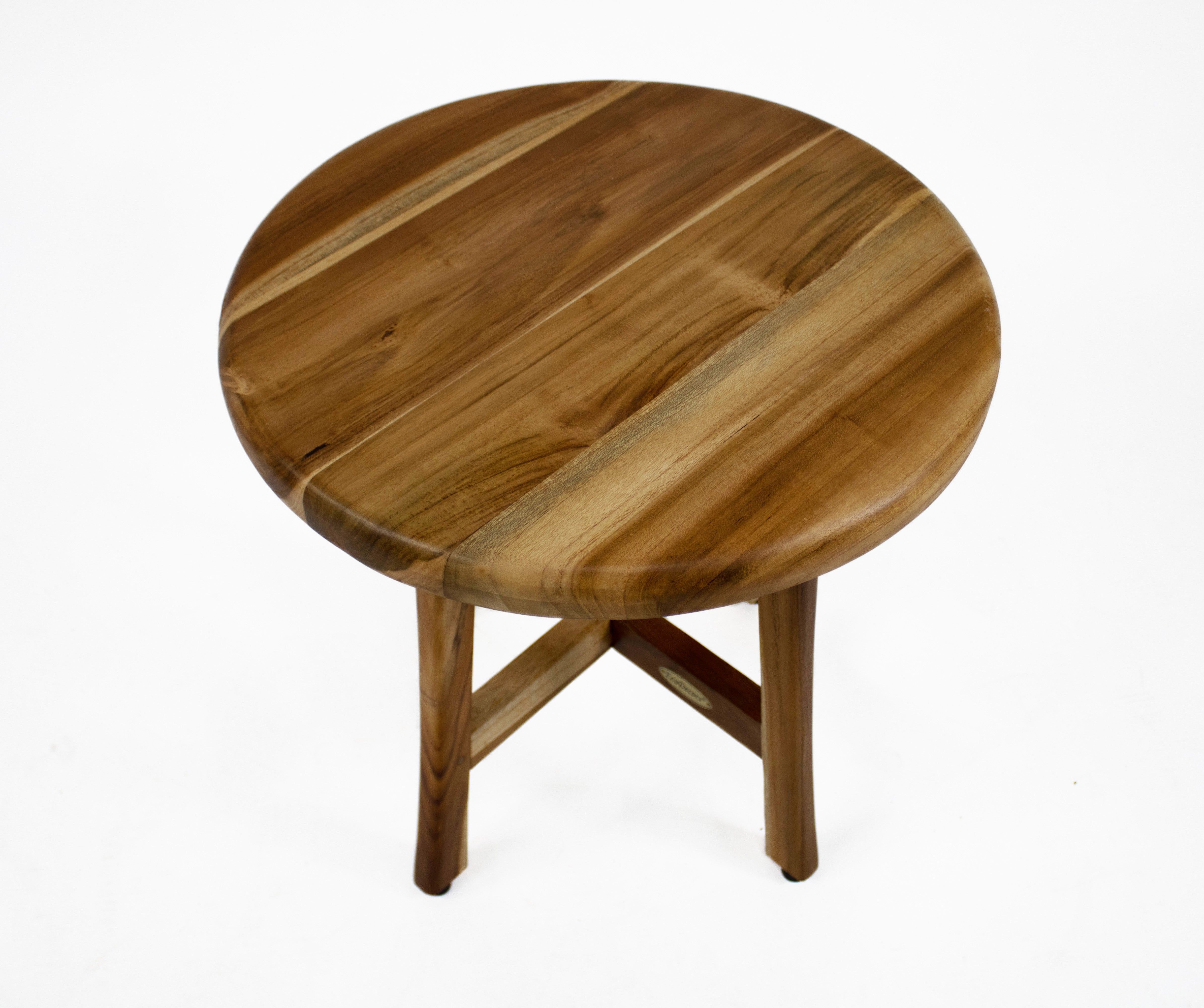 EcoDecors® Shoji® 18” Teak Wood Round Shower Seat or Side Table