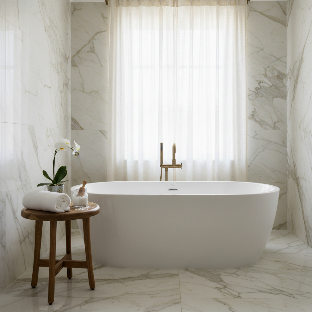 EcoDecors® Shoji® 18” Teak Wood Round Shower Seat or Side Table