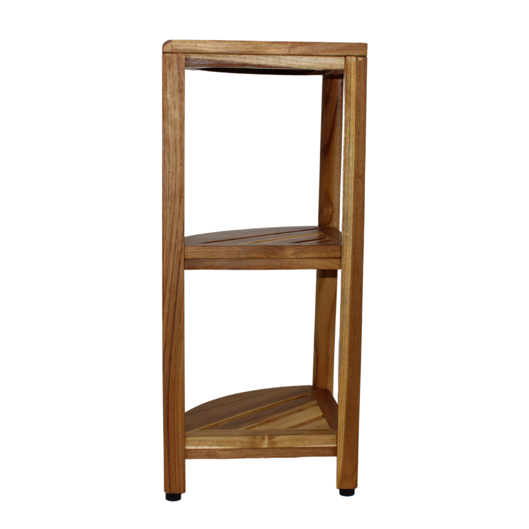 EcoDecors® SnazzyCorner® 27.5"H Teak Wood 3-Tier Corner Shelf – EarthyTeak Finish
