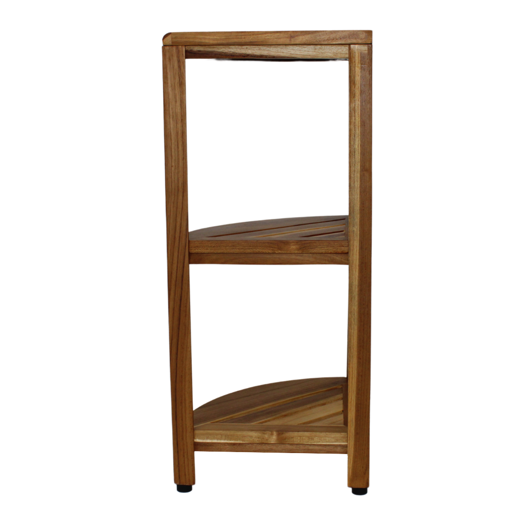 EcoDecors® SnazzyCorner® 27.5"H Teak Wood 3-Tier Corner Shelf – EarthyTeak Finish