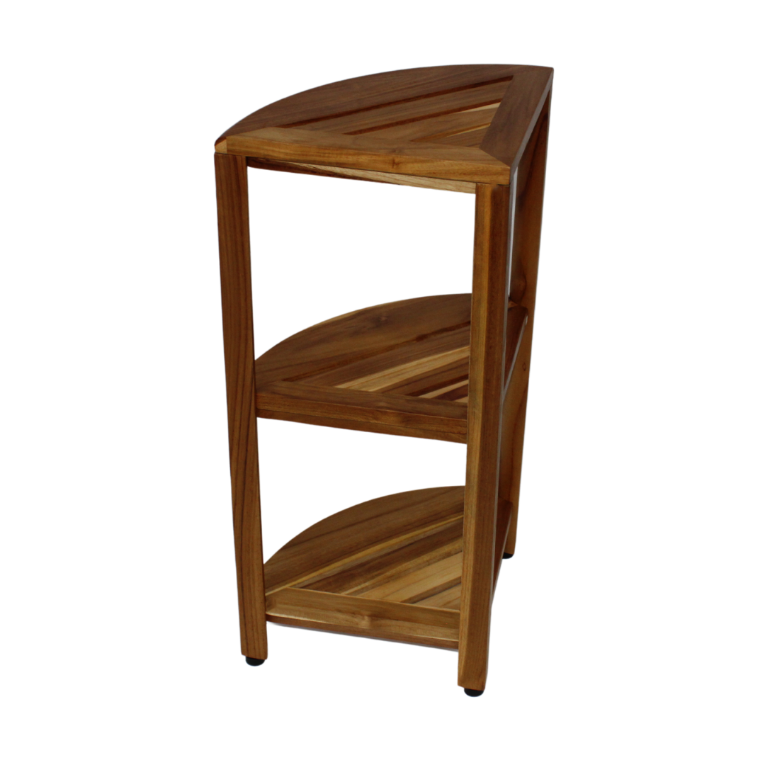 EcoDecors® SnazzyCorner® 27.5"H Teak Wood 3-Tier Corner Shelf – EarthyTeak Finish