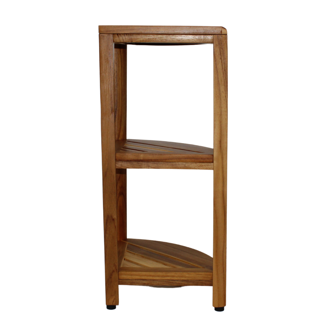 EcoDecors® SnazzyCorner® 27.5"H Teak Wood 3-Tier Corner Shelf – EarthyTeak Finish